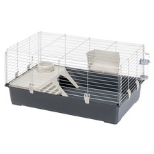 Large Indoor Rabbit Guinea Pig Cage 95x57x46cm Grey + Bottle Bowl Hay Rack House