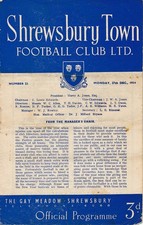 Shrewsbury Town v Walsall 1954/1955 - Football Programme