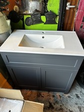 Grey Bathroom , Vanity Unit, Toilet Basin Sink With Wc Toilet Set