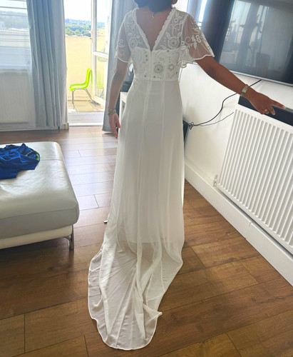 White neck empire wedding - white,