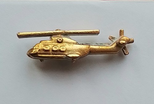 Vintage brass helicopter pin - brass,