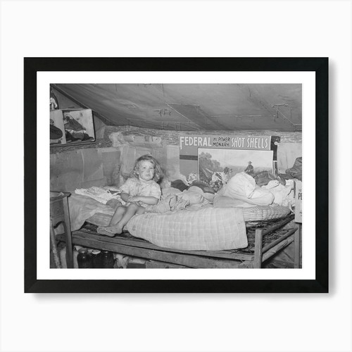 Child sitting bed tent - on, in