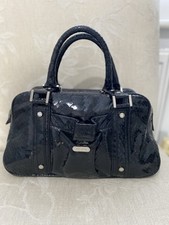 Jaegar Black  Leather faux  Snake Skin  Patent Handbag  Tote bag Medium Size 