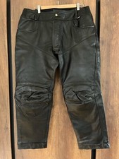 Frank Thomas Cafe Racer Men’s Black Leather Motorcycle Trousers Size 40