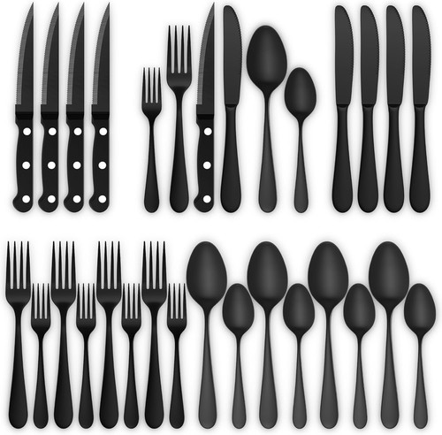 Piece black silverware - 24-piece,
