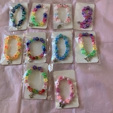 Job Lot 10 bead and charm  Bracelets Ideal For Party Bags, prizes or car boot 