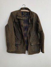Ladies Barbour Short Green Brown Wax Jacket Size UK 18  Barbour Tartan 