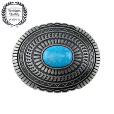 Turquoise Stone Belt Buckle Zinc Alloy Cowboy Retro Western Fashion Style