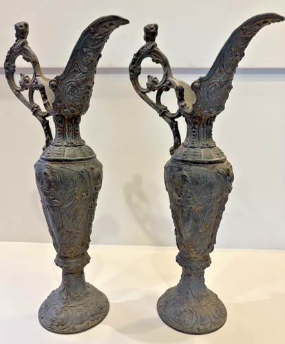 Vintage ornate spelter ewer - ornate,