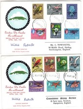 TRISTAN DA CUNHA 1963 RESETTLEMENT SET ON 2 FDC'S, WILLIE REPETTO SIGNED