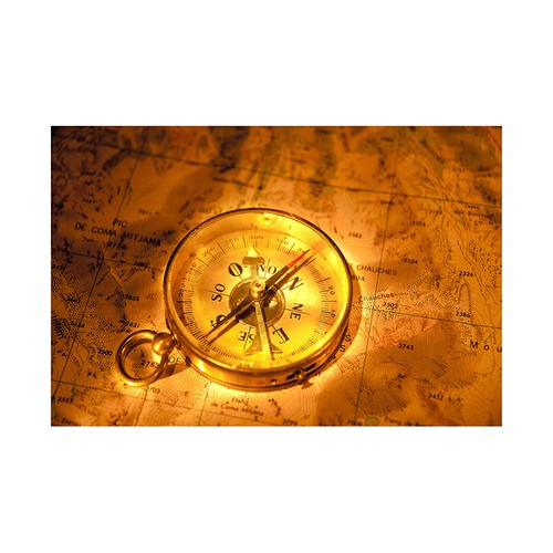 Vintage brass compass - vintage, on