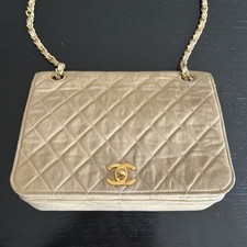 Chanel Light Beige Lambskin Vintage Small Classic Single Full Flap Bag