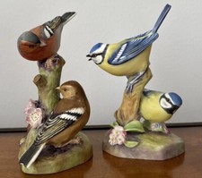 Royal  worcester Bird figurines Chaffinches 3364,  Blue Tits 3375. VGC