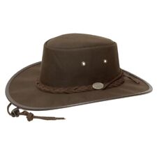 Barmah Canvas Drover Oilskin Fold Away Hat In Brown (1050)