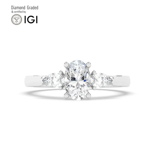 Oval diamond trilogy - trilogy, 14k