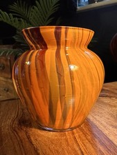 Vintage Orange Art Glass Vase