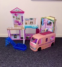 Barbie estate dream house dolls house playset & dream Camper van bus  bundle
