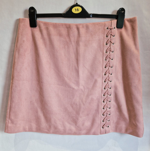 Pink faux suede line mini - suede, a-line