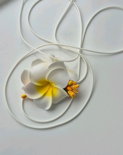 Boho plumeria floral necklace - boho,