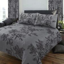 WILD ROSE SLATE FLORAL LEAF GREY CHARCOAL CRISS CROSS THATCH BEDDING OR CURTAINS