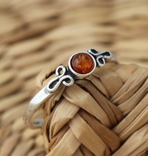 Cognac Baltic Amber 925 Sterling Silver Ring Jewellery Gift Boxed