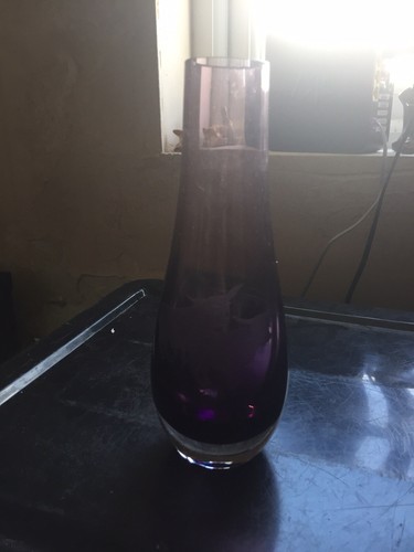 Purple glass vase with - vase,