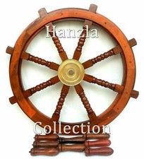 36" Vintage Brass Brown Wooden