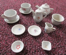 Vintage Fine Porcelain 12 Item Doll Tea Cup & Saucer Set