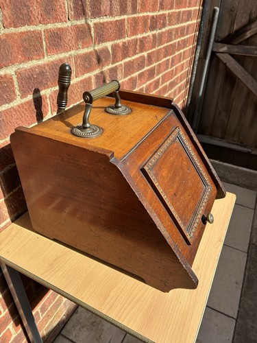 Victorian mahogany coal box - coal,