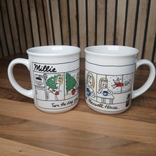 2 X Millie Maxwell House Coffee Advert Mugs Made in Britain 1990s Vintage Retro