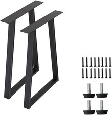 Trapezium Bench Legs -Auction Metal Frame Table Legs 71cm Black Set of 2-