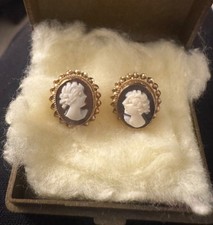 Vintage 9ct Gold Cameo Stud Earrings