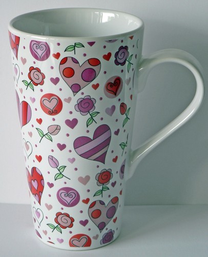 Pink hearts chintz ceramic - pink,