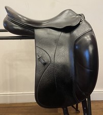 17 1/2” Amerigo Pinerolo Black Wide Italian Leather Dressage Saddle M+2 XL Flap