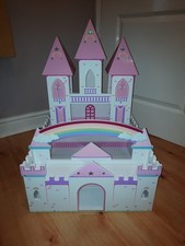 Wooden Princess Castle Large 3 Floors Of Rooms. painted wood finish. New.