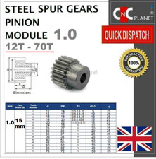 MODULE 1 15mm TOOTH FACE WIDTH EN8 STEEL SPUR GEAR PINION CNC PLASMA ROUTER UK