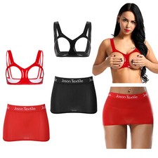 Women Lingerie Cage Bra Harness Cupless Open Bust Bralette Tight Pencil Skirt