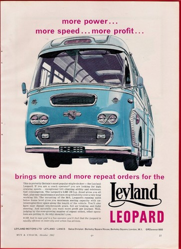 Old bus magazine advert - advert, 1962