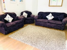 Multiyork 4 +3 Seater Sofas and Armchair Navy Velour Fabric + 4 Scatter Cus 