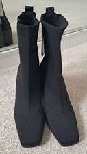 Womens Ladies Marks & Spencer Black Vegan Sock Ankle Boots Bnwt Rrp £49.50
