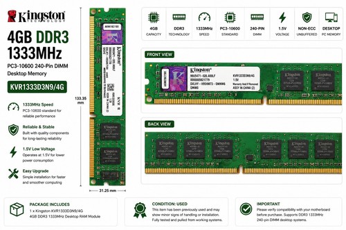 Kingston 4gb ddr3 1333mhz - 4gb,