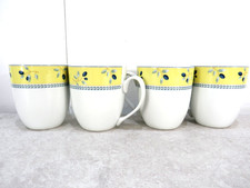 ROYAL DOULTON England Blueberry Mug 4-Pcs Yellow Rim Blueberries