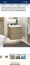 Atlanta Be Modern Newland 500mm Double Drawer Wall Hung Basin Unit Natural Oak