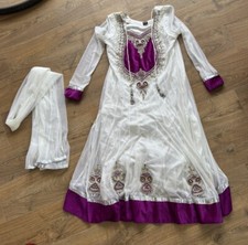 Stunning Bollywood Indian Asian Churidar Dress SIYH AGGARWAL 12/14 Ivory Cerise