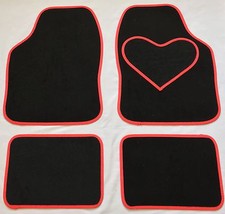 BLACK CAR MATS RED HEART HEEL