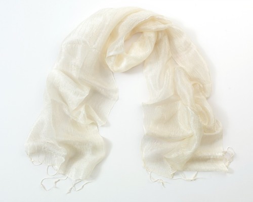 Cream silk scarf - cream,
