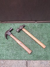 Vintage Carpenters Claw Hammer & Ball Pein Hammer Wooden Handle Old Tool (#273)