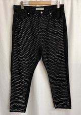 Topshop Moto Diamante Mom Jeans Black Rhinestone Embellished 34 Waist UK16 C4265