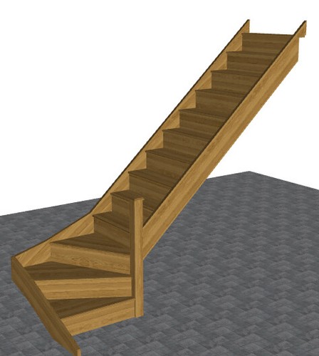 Oak staircase kite winder - oak, 3