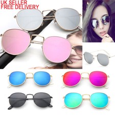Round Vintage Retro Hippy Cyber Goggles Steampunk Mens Womens Sunglasses Mirror